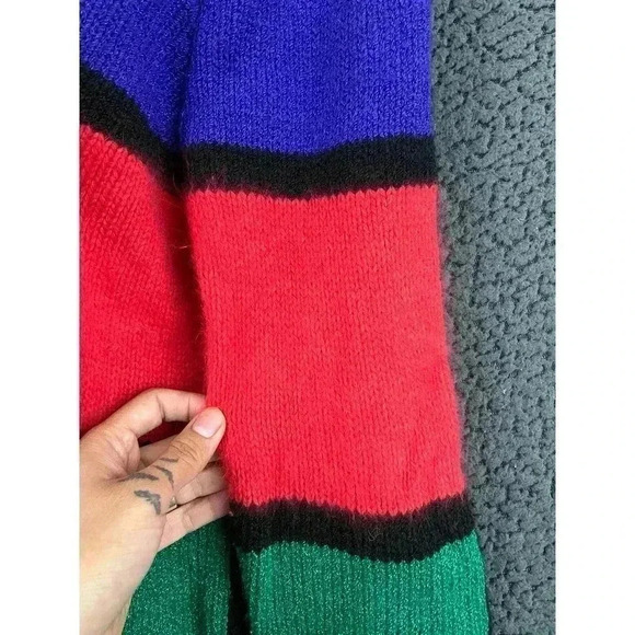 VTG Christine Hand Beaded Sweater SMALL Colorful Solid Back Knitted Crewneck - Picture 7 of 11